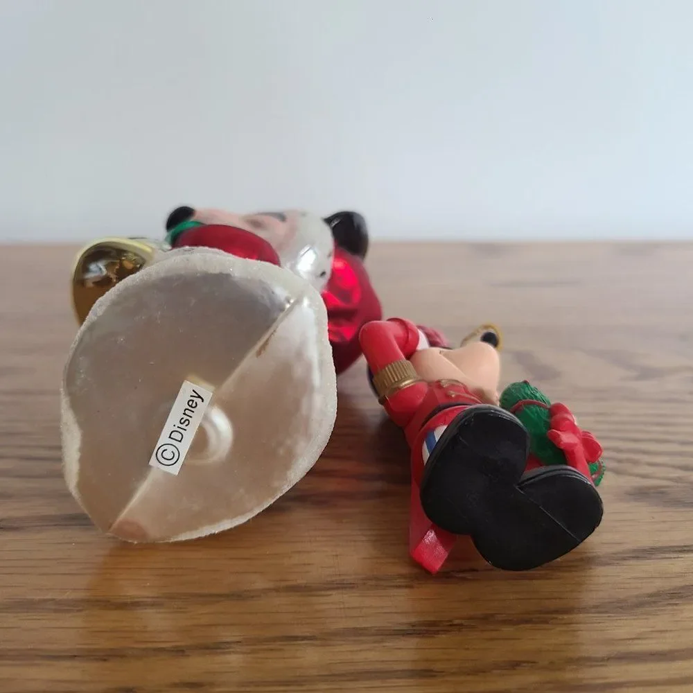 Disney Vintage Blown Glass Minnie Mouse and Mickey Mouse Nutcracker Ornaments